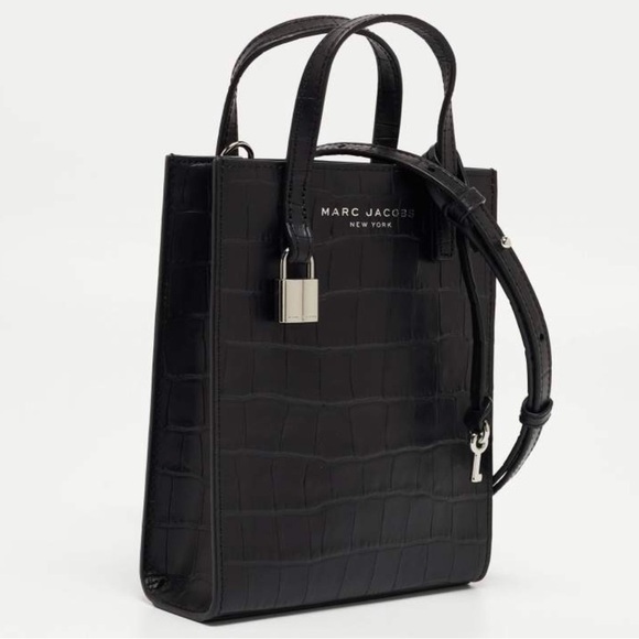 🌷Sale!! Marc Jacobs Mini Grind Black Croc Embossed Leather Tote - Picture 1 of 8